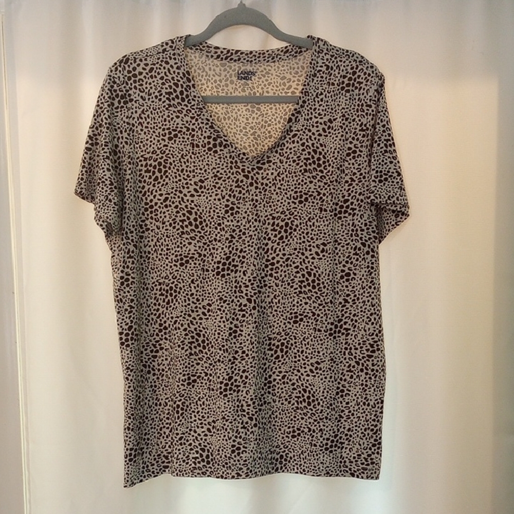 Lands' End Animal Print Short Sleeve Tee